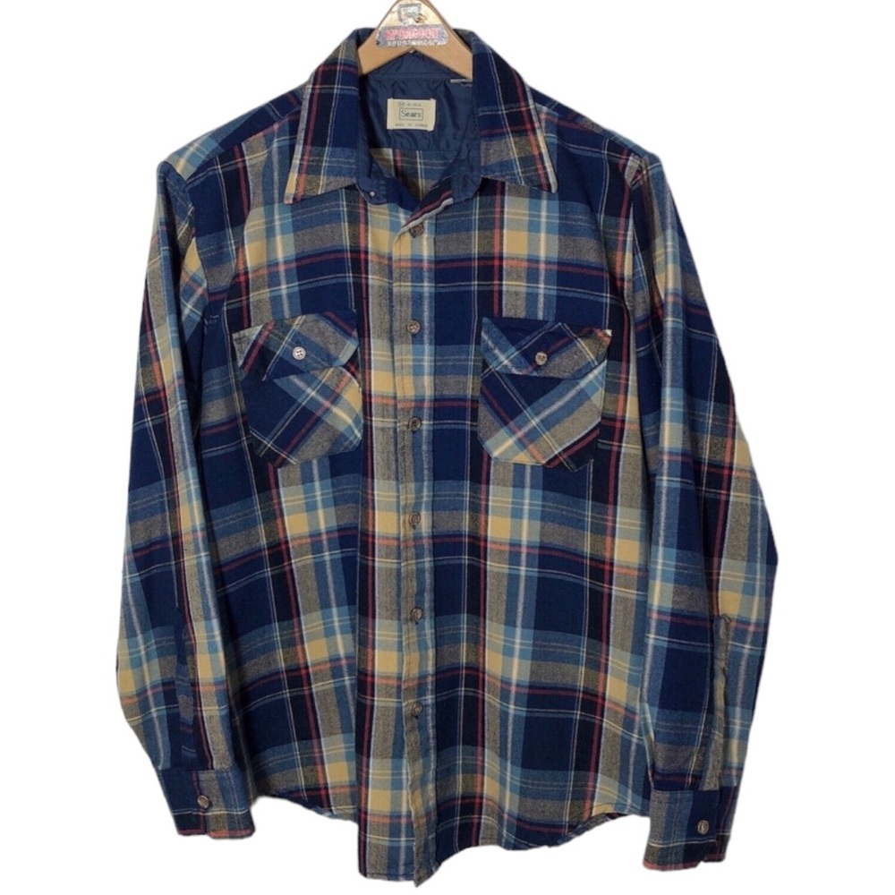 Sears Mens Vintage Plaid Button Down Shirt